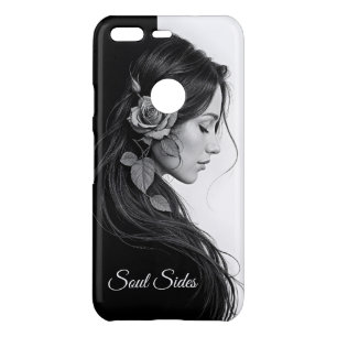 Elegant girl with flower in hair modern fine art uncommon google pixel case