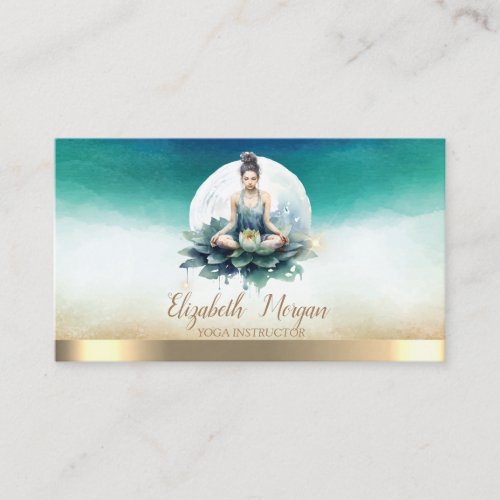 Elegant Girl Yoga Instructor Blue Lotus  Business Card