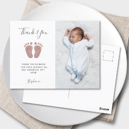 Elegant Girl's Baby Shower Photo Thank You Postcard