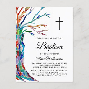 Elegant Girl's Baptism Christening Invitation Postcard
