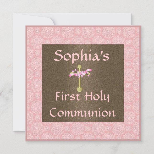 Elegant Girls First Holy Communion Invitation (Front)