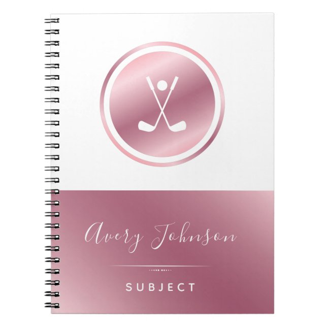 Elegant Girls Golf Golfer Rose Gold Personalized  Notebook (Front)