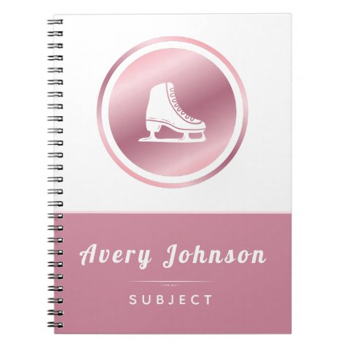 Elegant Girls Ice Skating Theme Winter Sport Pink Notebook