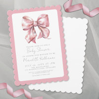 Elegant Girls Pink Bow Baby Shower