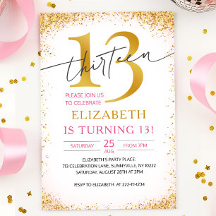 Elegant Girly 13th Birthday  Invitation
