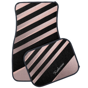 Elegant girly abstract rose gold, black & pink car floor mat