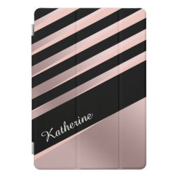 Elegant girly abstract rose gold, black &amp; pink iPad pro cover