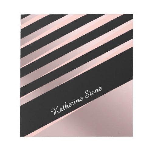 Elegant girly abstract rose gold black  pink notepad