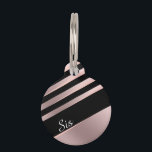 Elegant girly abstract rose gold, black & pink pet ID tag<br><div class="desc">Stylish pattern in faux rose gold,  pink and black.</div>