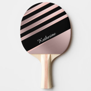 Elegant girly abstract rose gold, black & pink ping pong paddle