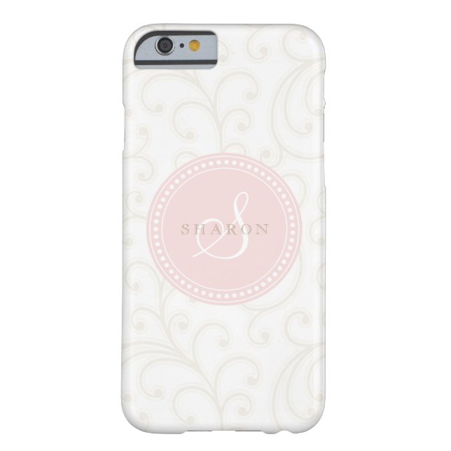 Elegant girly beige white floral pattern monogram Case-Mate iPhone case (Back)