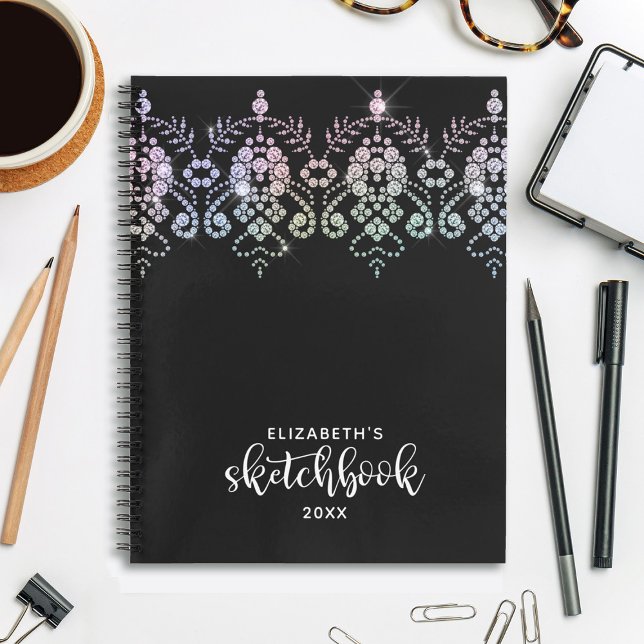 Elegant Girly Black White Artist Sketchbook Notebook (Creator Uploaded)
