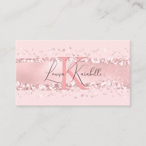 Elegant Girly Blush Pink Monogram Business Card