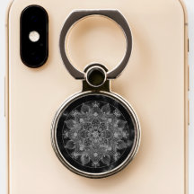 Elegant Girly Boho Floral Black and White Mandala