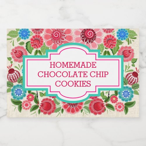 Elegant Girly Chic Floral Custom Homemade Cookies Food Label