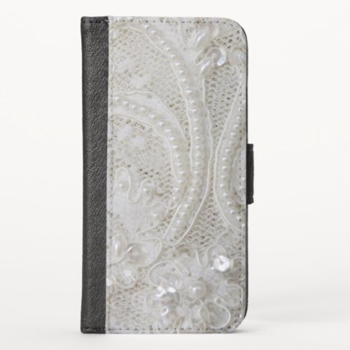 elegant girly chic gray cream beige white  floral iPhone x wallet case