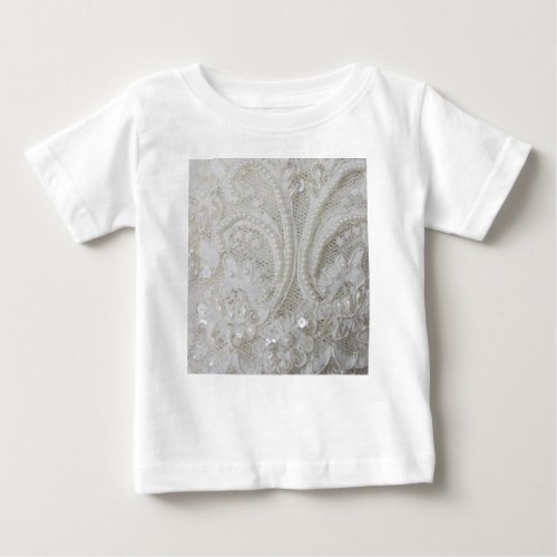 elegant girly chic grey cream beige white  floral baby T_Shirt