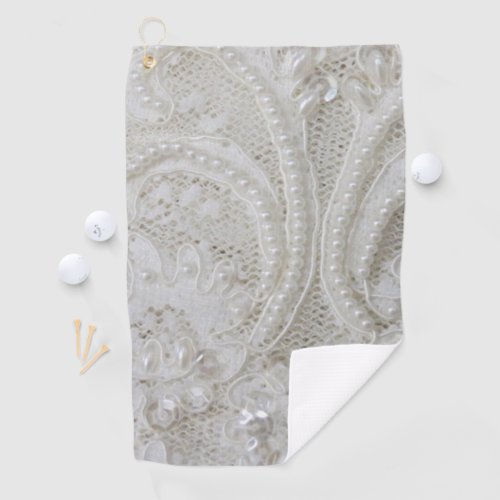 elegant girly chic grey cream beige white  floral golf towel