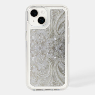 elegant girly chic grey cream beige white floral speck iPhone 14 case