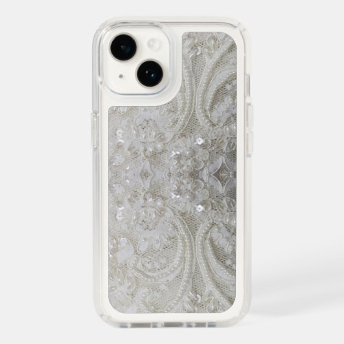 elegant girly chic grey cream beige white  floral speck iPhone 14 case