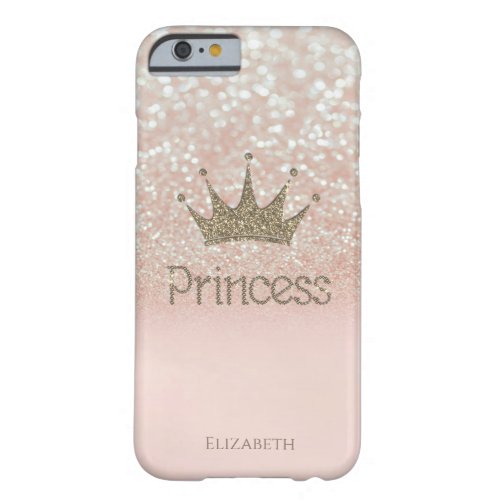 Elegant Girly Crown Princess Glitter Bokeh Barely There iPhone 6 Case