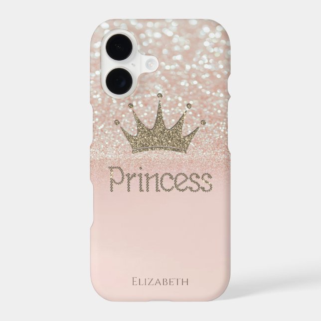 Elegant Girly Crown Princess, Glitter Bokeh Case-Mate iPhone Case (Back)