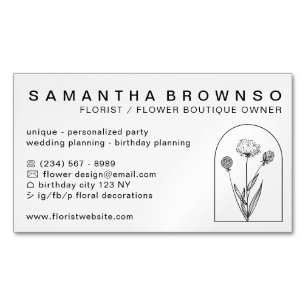Elegant Girly Dandelion Florist Professional Business Card Magnet