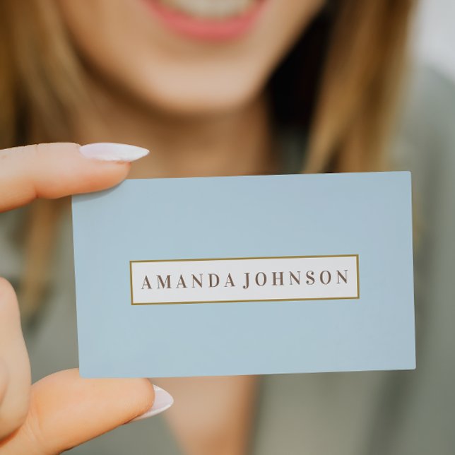 Elegant Girly Day Spa Salon pale Blue gold border Business Card (Creator Uploaded)