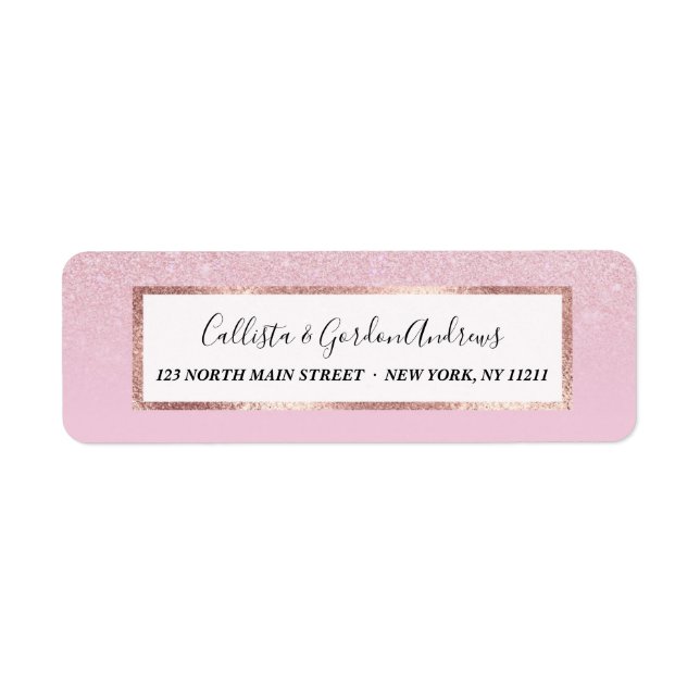 Elegant Girly Dusty Pink Rose Glitter Ombre Label (Front)