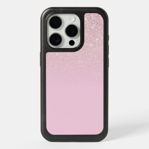 Elegant Girly Dusty Pink Rose Glitter Ombre iPhone 15 Pro Case