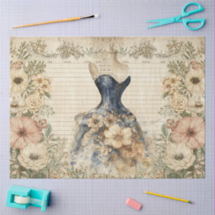 Elegant Girly Ephemera Cottagecore Floral Collage Tissue Paper