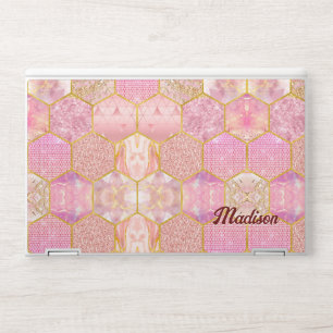 Elegant girly faux Glitter rose gold geometric HP Laptop Skin