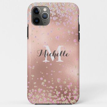 Elegant Girly  Faux Rose Gold Foil Personalized Iphone 11 Pro Max Case by storechichi at Zazzle