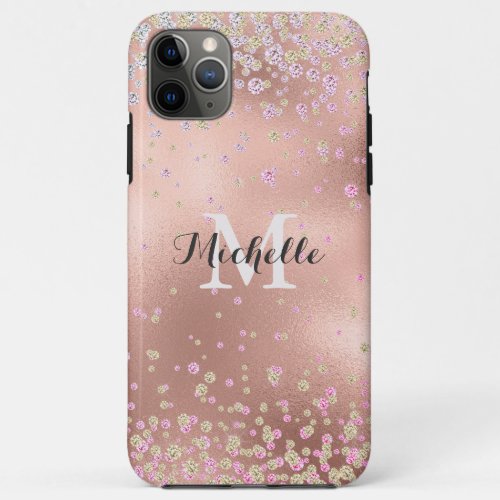 Elegant Girly  Faux Rose Gold Foil Personalized iPhone 11 Pro Max Case