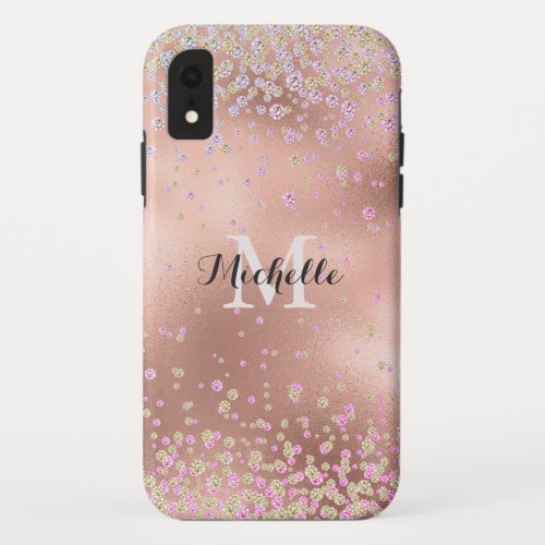 Elegant Girly Faux Rose Gold Foil Personalized iPhone XR Case