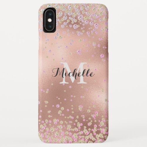 Elegant Girly  Faux Rose Gold Foil Personalized iPhone XS Max Case