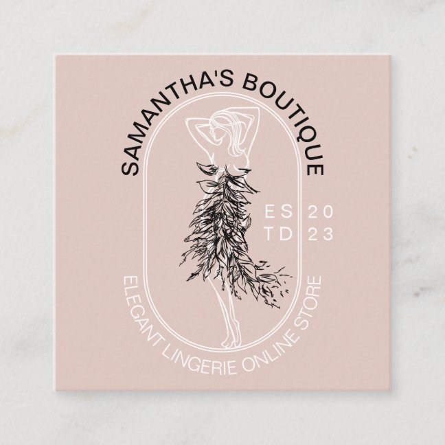 Elegant Girly Feminine Underwear Lingerie Fashion Square Business Card