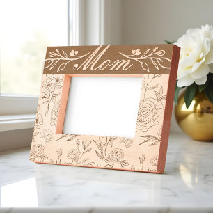 Elegant Girly Floral & Foliage Pattern Mom Engraved Frames