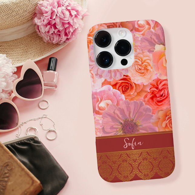 Elegant Girly Floral Oriental Custom Name Case-Mate iPhone Case (Creator Uploaded)