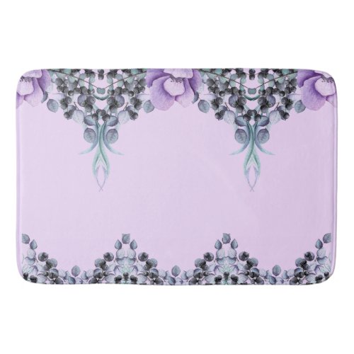 Elegant Girly Floral Purple Berry Baby Nursery Bath Mat