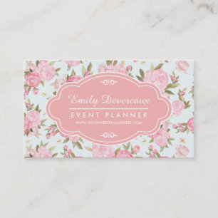 Elegant Girly Floral Vintage Personalized Business Card
