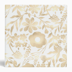 Elegant Girly Gold Flowers Vintage Design 3 Ring Binder