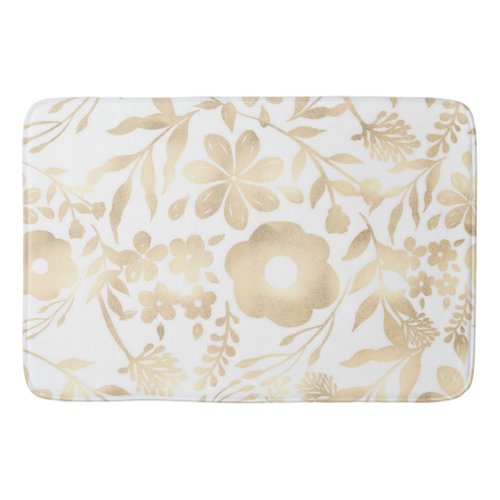 Elegant Girly Gold Flowers Vintage Design Bath Mat