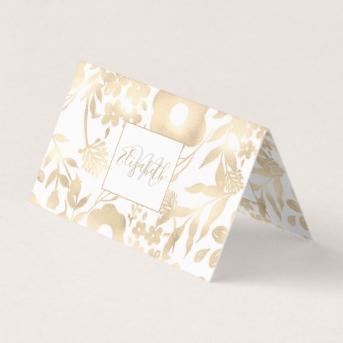 Elegant Girly Gold Flowers Vintage Design Business Card