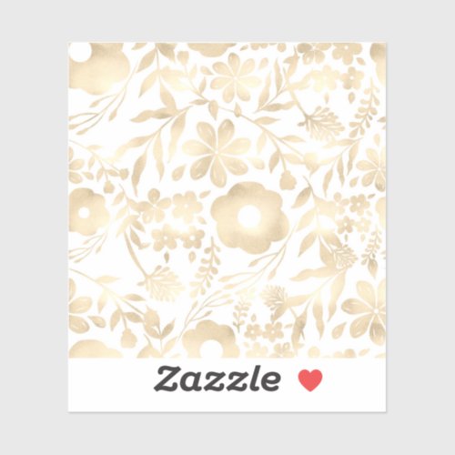 Elegant Girly Gold Flowers Vintage Design Sticker