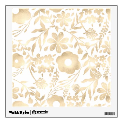 Elegant Girly Gold Flowers Vintage Design Wall Decal