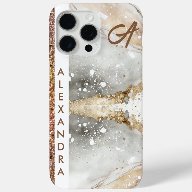 Elegant girly gold glitter white marble gold   Case-Mate iPhone case (Back)