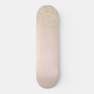 Elegant Girly Gold Rose Pink Glitter Ombre Skateboard