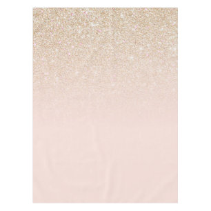 Elegant Girly Gold Rose Pink Glitter Ombre Tablecloth