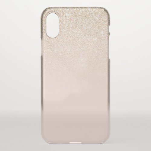 Elegant Girly Gold Rose Pink Glitter Ombre iPhone X Case